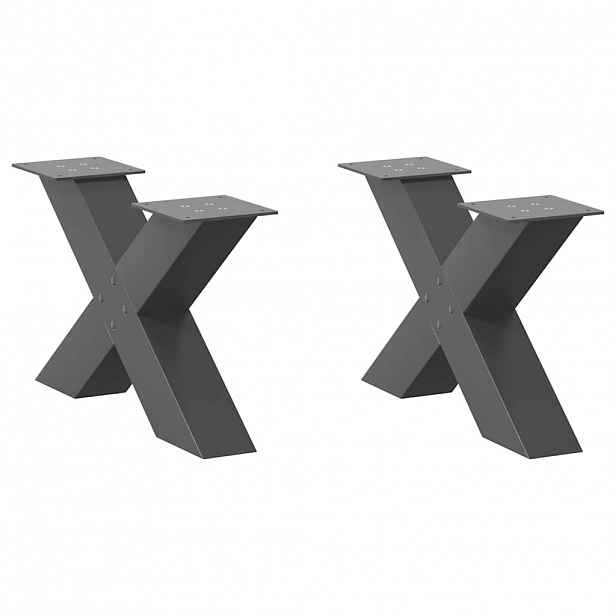 vidaXL Nohy konferenčního stolku ve tvaru X, 2 ks, antracitové, 50 x (30-31) cm, ocel