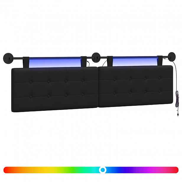 vidaXL Závěsné čelo postele S LED osvětlením Černá Umělá kůže