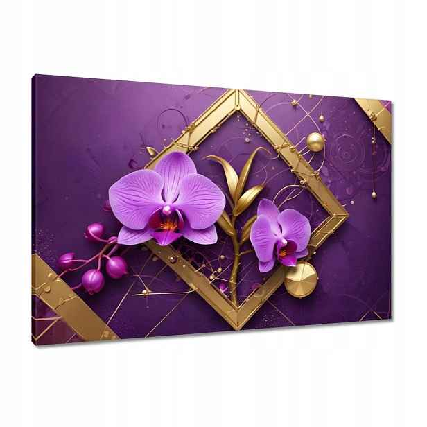 Obrazy 90x60 Fialové orchideje a zlato