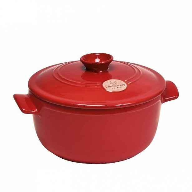 Hrnec kulatý s poklicí Emile Henry - 22 cm / 2,5 l, granátová