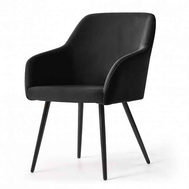 RAUMHIRSCH FURNITURE ČALOUNĚNÁ ŽIDLE, sada 2 ks, kovové nohy černé, černá 54,5/83/58