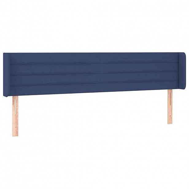 vidaXL Čelo postele typu ušák modré 203 x 16 x 78/88 cm textil