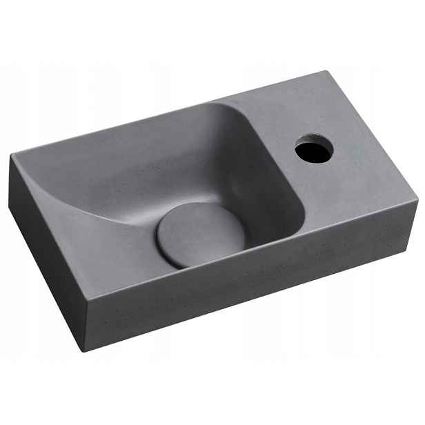 Piccolino betonové umyvadlo 30,8 x 17 cm, baterie vpravo, šedá (pk)