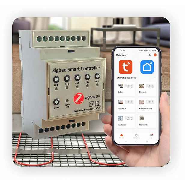 Regulátor podlahového vytápění Zigbee – 5 zón