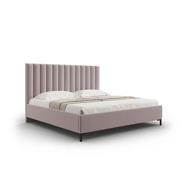 Světle růžová čalouněná dvoulůžková postel s úložným prostorem s roštem 140x200 cm Casey – Mazzini Beds