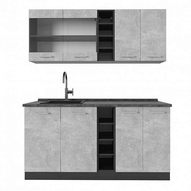 Vicco JEDNOTKOVÁ KUCHYNĚ R-Line Beton/antracit 160 cm , PD Antracit