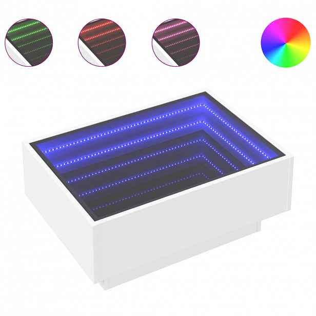 vidaXL Konferenční stolek s LED bílý 70 x 50 x 30 cm kompozitní dřevo