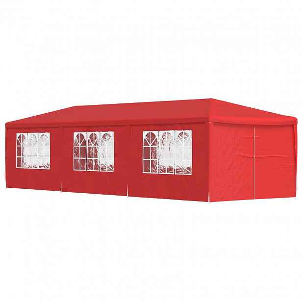vidaXL Party Stan 900 x 300 x 255 cm Červená PE a ocel