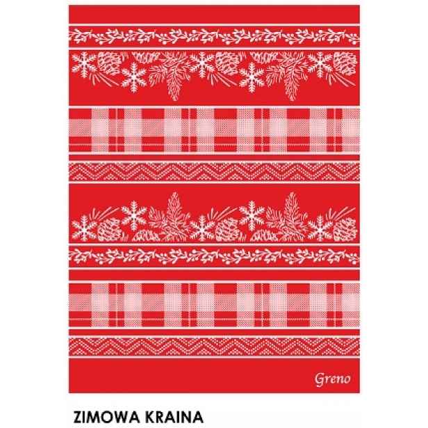 Bavlněná akrylová deka 150x200 Vánoční Zimní Krajina červená Glamour