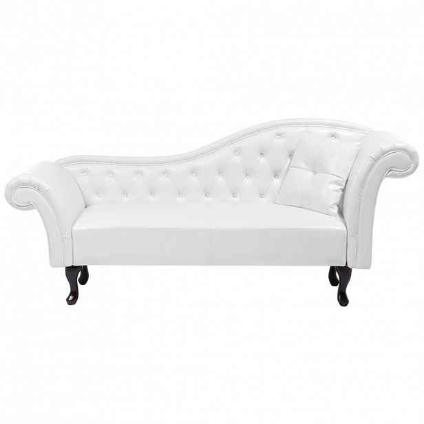 Beliani ČALOUNĚNÉ LEHÁTKO CHAISE LONGUE Umělá kůže bílé pravostranné Lattes
