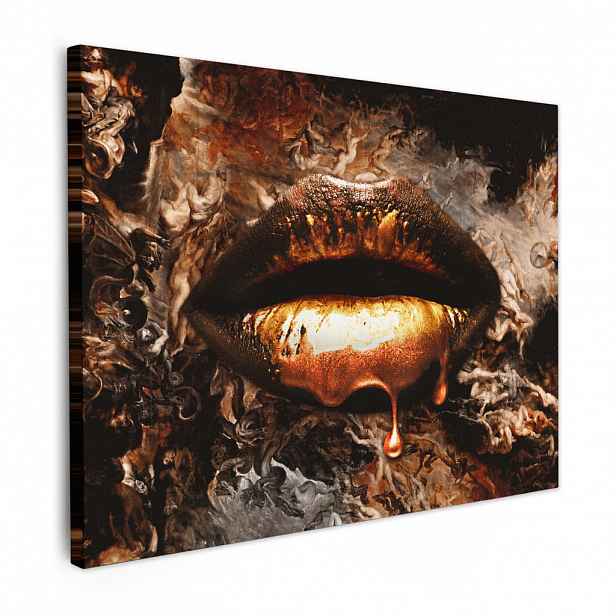 MuchoWow OBRAZ NA PLÁTNĚ Zlato - Rty - Umění - Zlato - Luxus - Abstraktní 40x30 cm