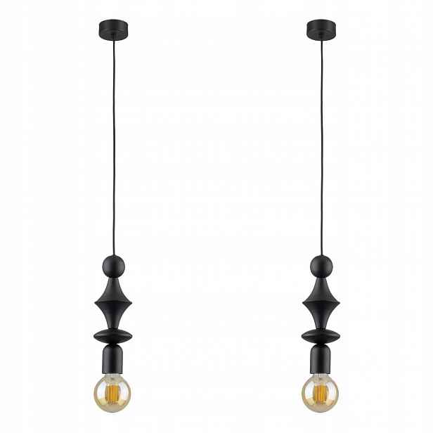 Tk Lighting Sada 2x Závěsná stropní lampa Tower Černá E27 Vyměnitelná