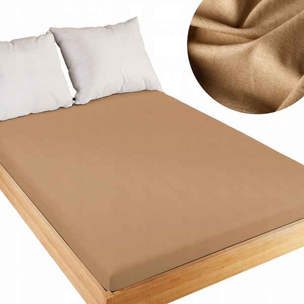 Bavlněné prostěradlo s gumičkou Světle Hnědá 220x200 cm Jersey 140 g/m² 013