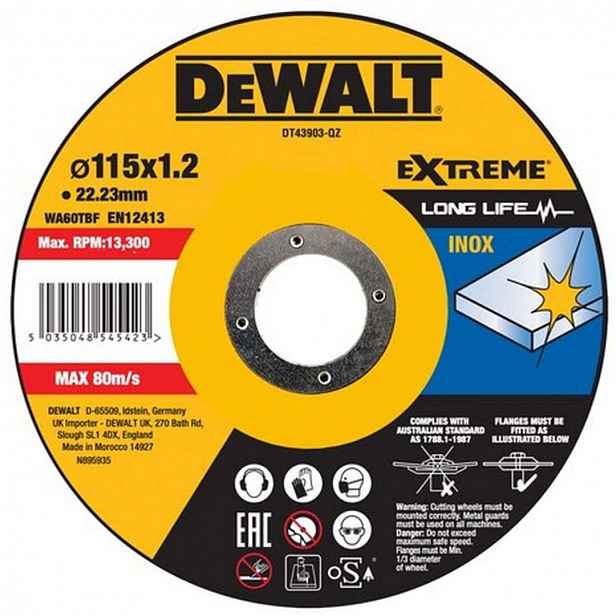 DeWALT - Řezný kotouč na nerezovou ocel 115x22,2 mm DT43903