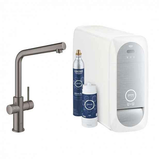 Grohe Blue Home - Dřezová baterie s chladícím zařízením a filtrací, kartáčovaný Hard Graphite 31454AL1