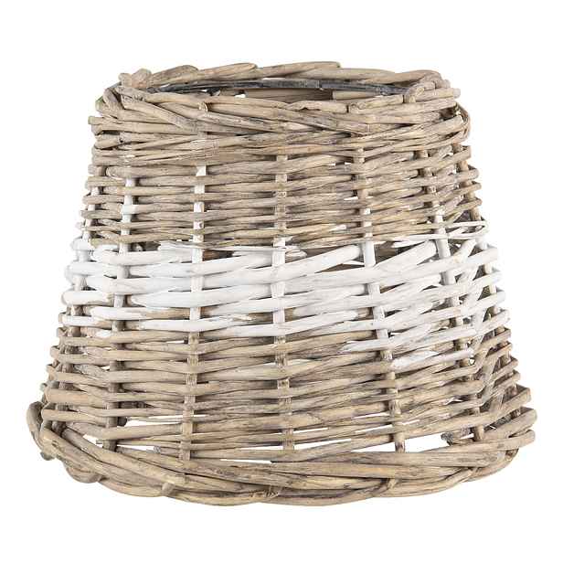 Hnědo bílé proutěné stínidlo na lampu - Ø 20*15 cm Clayre & Eef