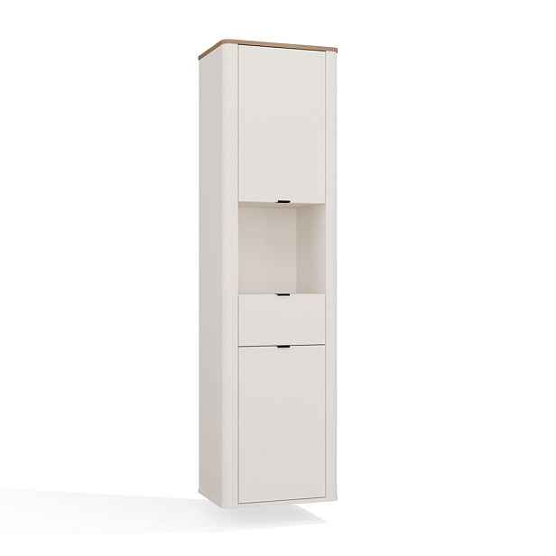 TP Living Vysoká závěsná koupelnová skříňka Cordoba 2D1S 48 cm kašmír/dub Castello