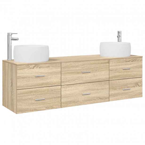 vidaXL Sada koupelnového nábytku 3 ks Dub sonoma 49,5 x 44,5 x 66 cm