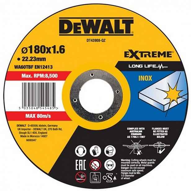 DeWALT - Řezný kotouč na nerezovou ocel 180x22,2 mm DT43908