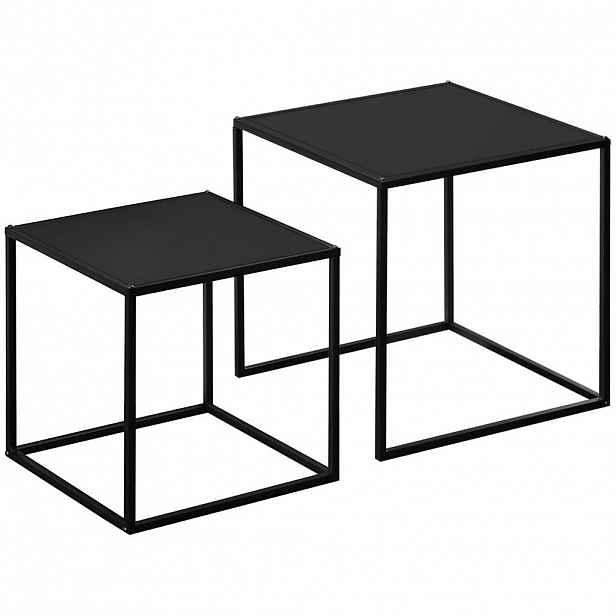 Redom KONFERENČNÍ stolek 40/40/40 cm, sada 2 ks, moderní design, ocelová konstrukce, černá