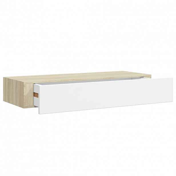 vidaXL Nástěnná zásuvková police dubová a bílá 60 x 23,5 x 10 cm MDF