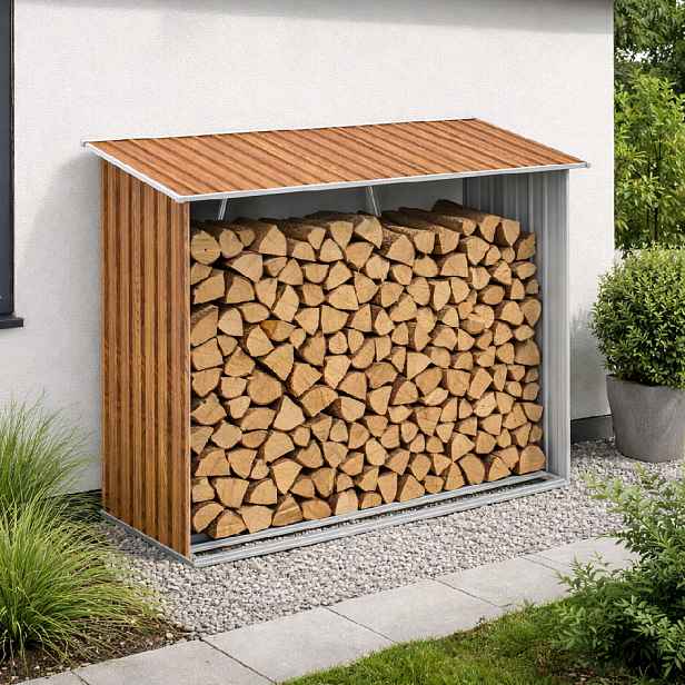 Zahradní dřevník BestBerg BBSH-F001W / 1,35 m²/ 163 x 83 x 154 cm / dekor dřeva/hnědá