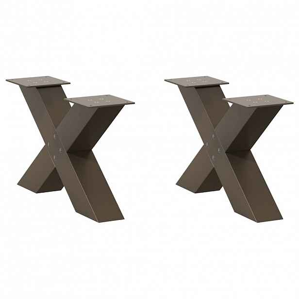 vidaXL Nohy konferenčního stolku ve tvaru X, 2 ks, přírodní ocel, 60 x (30-31) cm, ocel