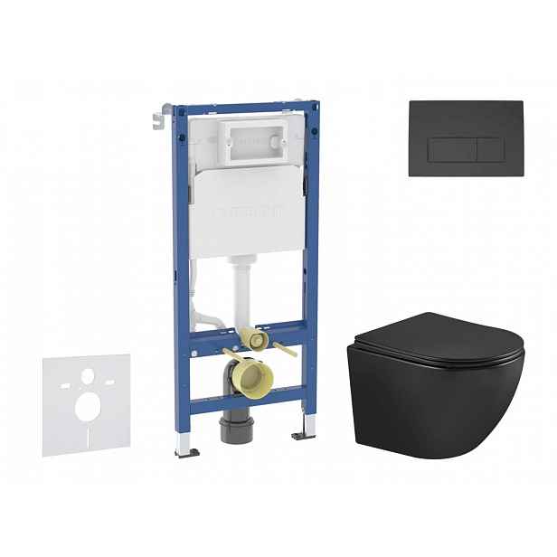 Geberit Duofix - Set předstěnové instalace, klozetu Oudee a sedátka softclose, tlačítko Delta50, matná černá SANI11CA5507