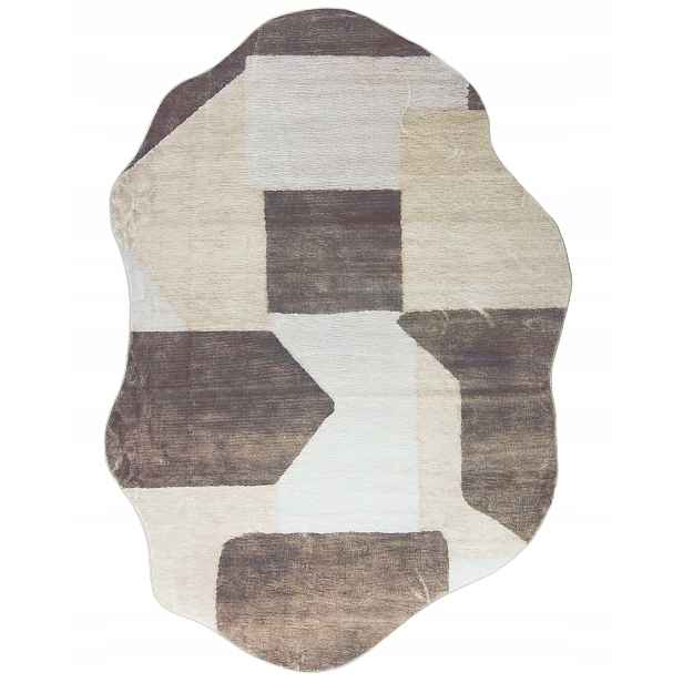 Koberec do obývacího pokoje béžový nepravidelný 80x150 cm geometrický, moderní