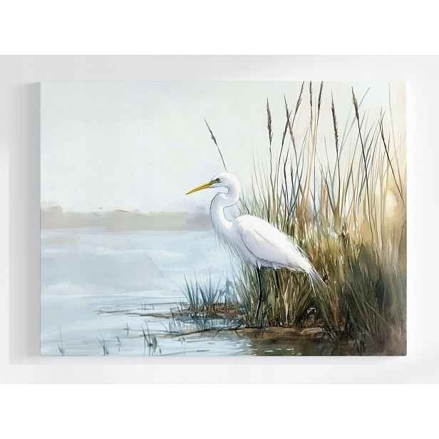 Plakát Příroda Bílá Čapla Pták Jezero 100x75