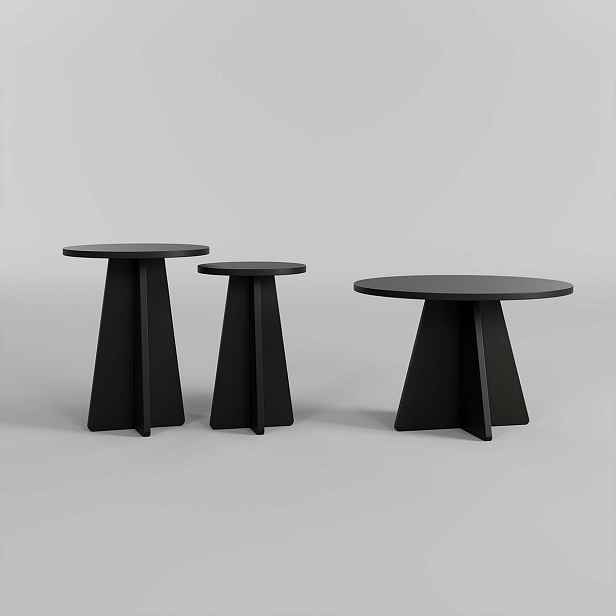 Sada konferenčních stolků Mushroom Black, 3 ks