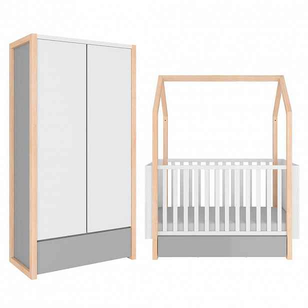 Petits-meubles POKOJ PRO MIMINKO 2DÍLNÝ Bílá a šedá