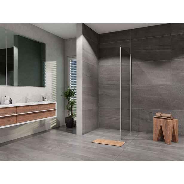 Lansanit LUX Slim Tadao - Pevná stěna 80 cm, lesklý hliník/čiré sklo LAN05005