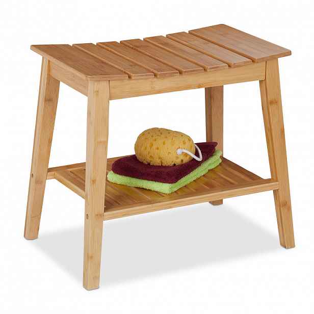 Relaxdays STOLIČKA přírodní bambus s policí 45 cm