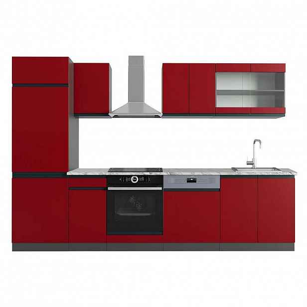 Vicco KUCHYŇSKÝ KOUT R-Line Červená/antracitová 300 cm , PD Mramor