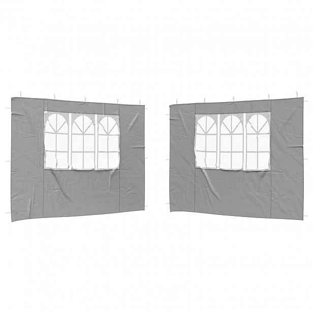 vidaXL Boční stěna párty stanu 2 ks 300 x 195 cm Světle šedá PE a ocel
