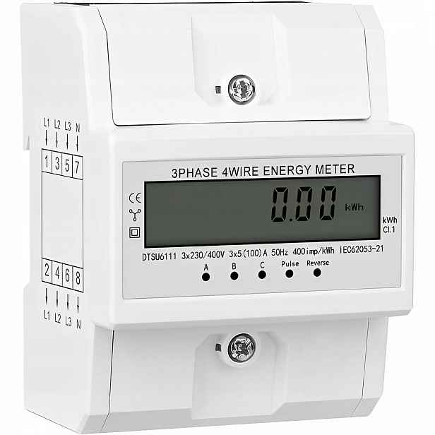 Měřič energie 3 fázový podpočítač indikátor proudu 100A montážní lišta