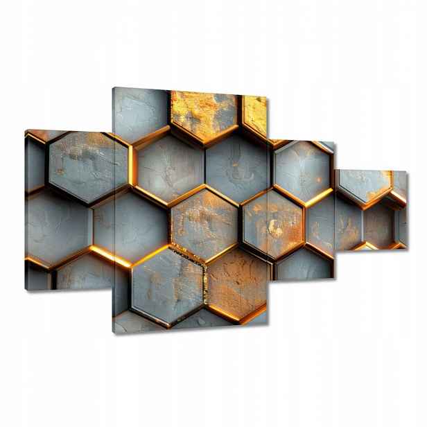 Obrazy 130x80 Zlaté hexagonální dlaždice