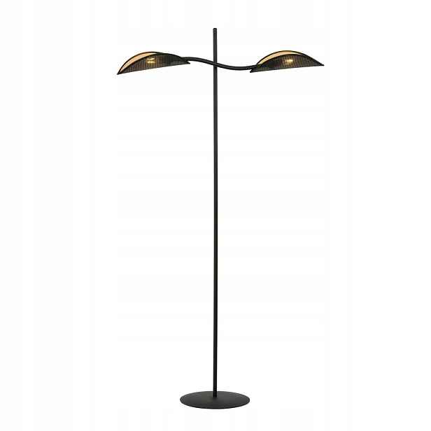 Podlahová lampa Lotus 2-bodová černo-zlatá, 2x E14, 150 cm