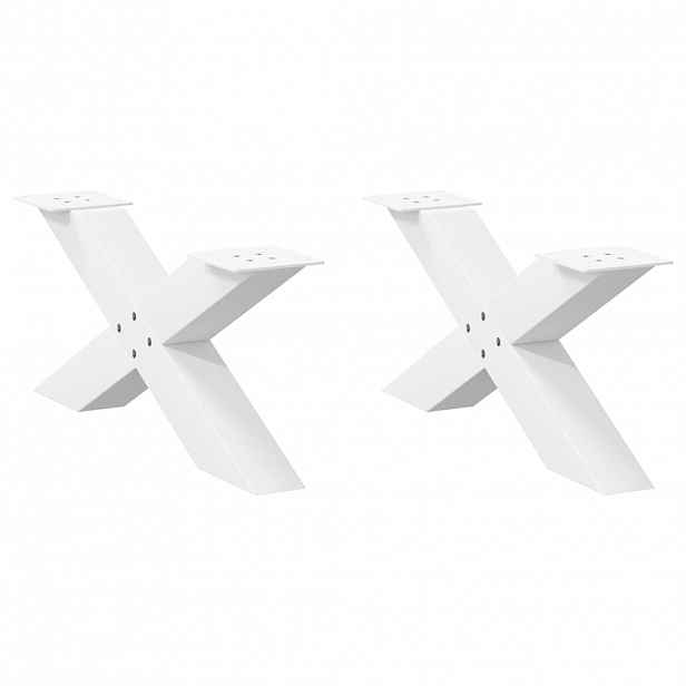 vidaXL Nohy konferenčního stolku ve tvaru X, 2 ks, bílé, 70 x (30-31) cm, ocel