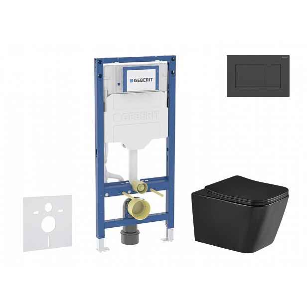 Geberit Duofix - Set předstěnové instalace, klozetu Arkas I a sedátka softclose, tlačítko Sigma20, matná černá/černá SANI11CA5509
