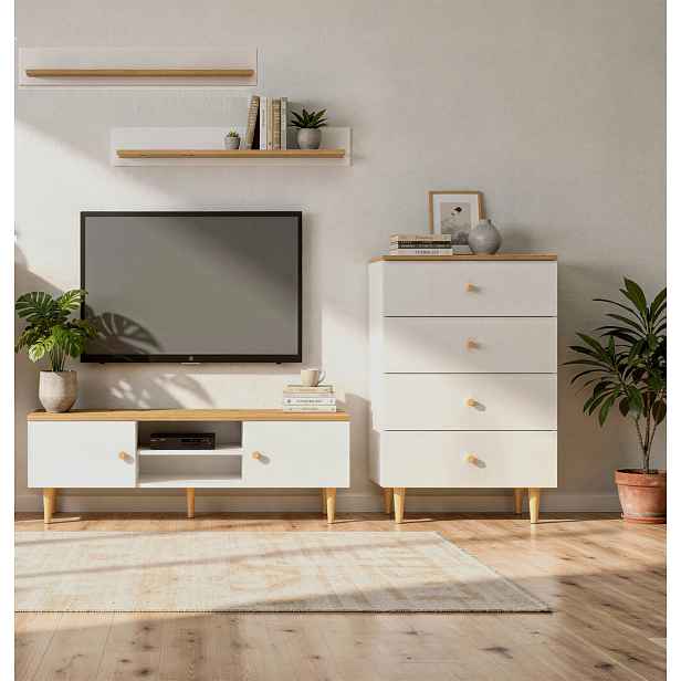 Nábytková Stěna Range artisan-bílý set komoda Rtv skříňka 120 cm 2 police