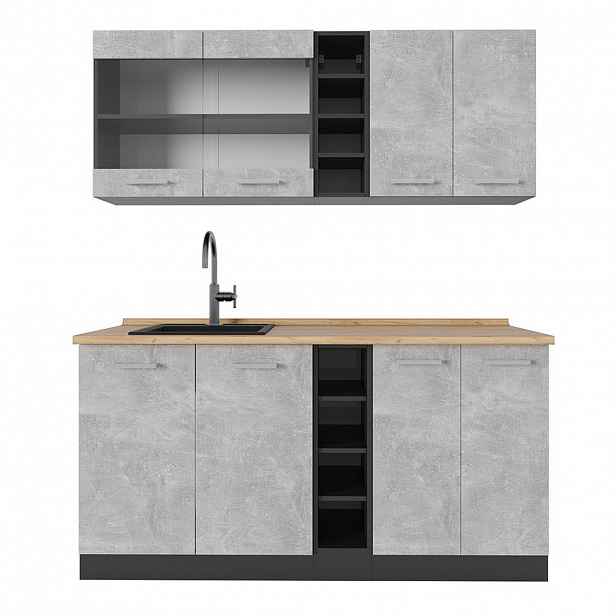 Vicco JEDNOTKOVÁ KUCHYNĚ R-Line Beton/antracit 160 cm , PD Dub
