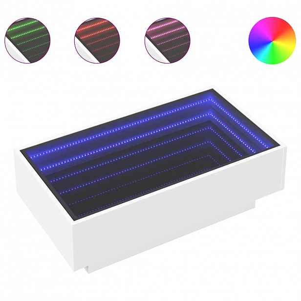 vidaXL Konferenční stolek s LED bílý 90 x 50 x 30 cm kompozitní dřevo