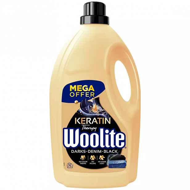 Woolite Keratin Therapy Darks Denim Black prací gel, 75 praní, 4.5 l
