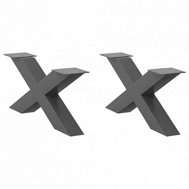 vidaXL Nohy konferenčního stolku ve tvaru X, 2 ks, antracitové, 70 x (30-31) cm, ocel