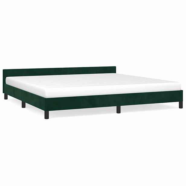 vidaXL Rám postele bez matrace tmavě zelená 200 x 200 cm samet