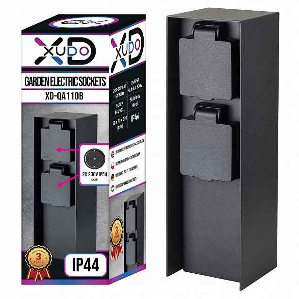 Elektrický Sloupek Stojací zahradní lampa 2x Hermetická zásuvka Xudo IP54