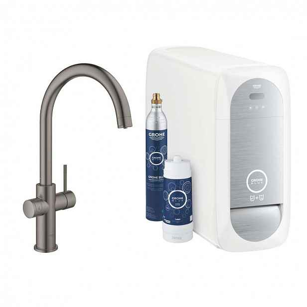 Grohe Blue Home - Dřezová baterie s chladícím zařízením a filtrací, kartáčovaný Hard Graphite 31455AL1