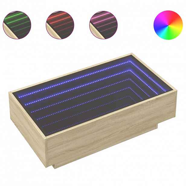 vidaXL Konferenční stolek s LED dub sonoma 90 x 50 x 30 cm kompozit